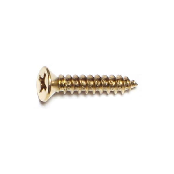 Midwest Fastener Sheet Metal Screw, #6 x 3/4 in, Brass Plated Steel Flat Head Phillips Drive, 50 PK 64122 - main